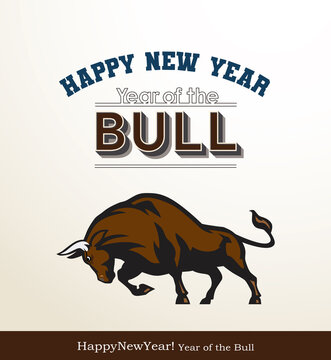 eps Vector image:Happy New Year! Year of the Bull