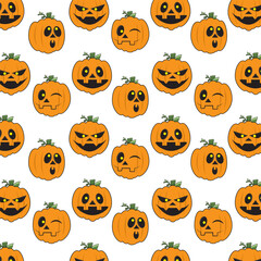 Halloween pumpkin faces pattern.