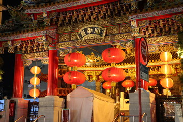 横浜関帝廟の夜景(横浜中華街）