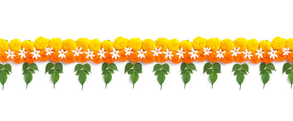 Marigold Flower rangoli Design for Diwali Festival , Indian Festival flower decoration