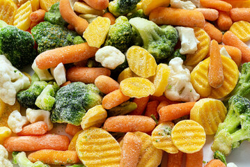 frozen vegetables on the white background