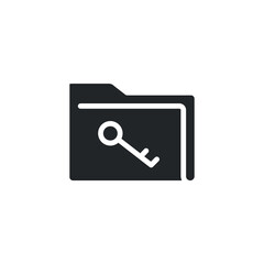Protect documents or unlock folder  glyph icon. Folder lock pad sign, secure encryption data file with lock key. Private access directory. Vector illustration. Design on white background. EPS 10