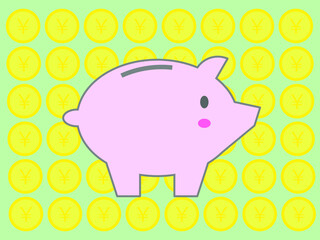 豚の貯金箱と日本円マーク　ベクター