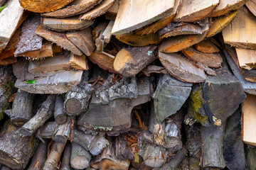 wood cut and prepared to make fire in the house