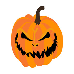 Halloween spooky face orange pumpkin vector illustration