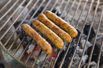 Spicy northern Sausage in thailand, Thai food snack