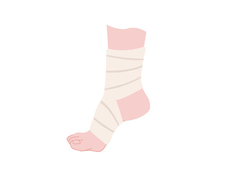 Healthy bandage for leg foot recovery flat vector illustration on white background