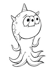 Cute Monster Coloring Page Vector Illustration Art