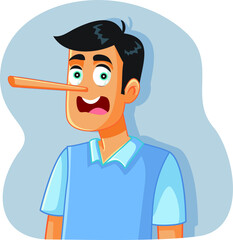 Liar Man with Long Nose Vector Cartoon