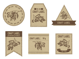 Craft labels vintage design with illustration of hawthorn