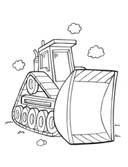 Fototapete Karikaturzeichnung Bulldozer Bau Malbuch Seite Vektor Illustration Art
