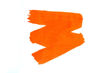 Orange paint stroke on a white background