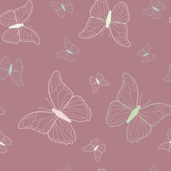 Seamless vector illustration with beautiful butterflies