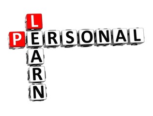 Personal Learn. White and Red 3D Crossword Puzzle.