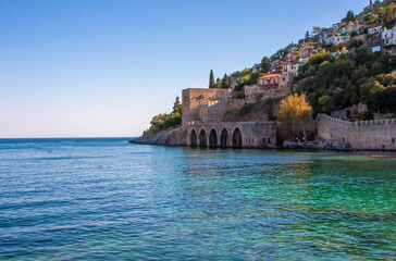 Fototapeta premium Ancient fortress near the sea, Alanya, Turkey.