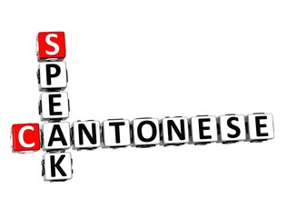 Cantonese Speak Learn. White and Red 3D Crossword Puzzle.