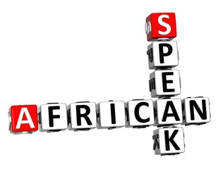 African Speak Learn. White and Red 3D Crossword Puzzle.
