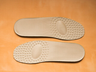 Insoles for shoes on white background. copy space for text