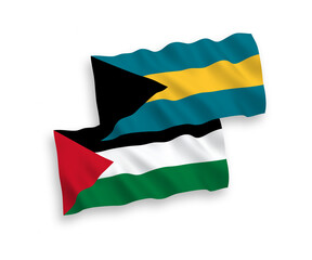 Flags of Commonwealth of The Bahamas and Palestine on a white background