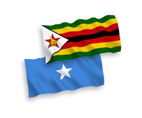 Flags of Zimbabwe and Somalia on a white background