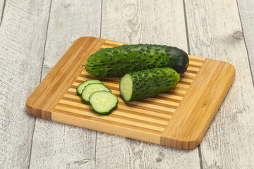 Ripe fresh green two cucumbers