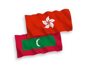 Flags of Maldives and Hong Kong on a white background