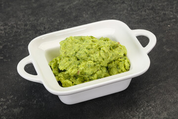 Avocado guacamole sauce with chili pepper