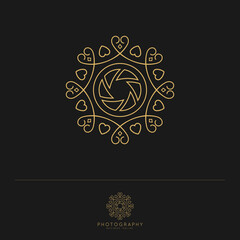 00. photography logo design template. Lovely and Classic line art style Vector