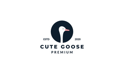 goose or duck or swan head silhouette on circle logo design © devastudios