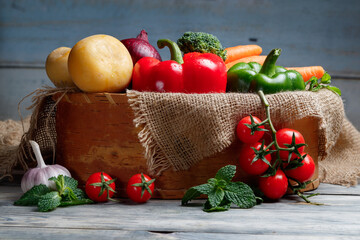 Vegetables fresh raw organic basket natural healthy food vitamin