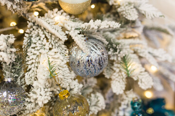Obraz na płótnie Canvas Close up of Christmas tree decoration. Holidays concept.