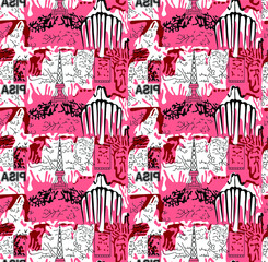 Seamless abstract geometrical pattern with background.seamless pattern with hand drawn hearts