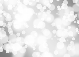 White bokeh light on gray color background.