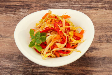 Cabbage salad with carrot and pepper