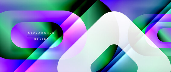 Vector geometric abstract background with lines and modern forms. Fluid gradient with abstract round shapes and shadow and light effects