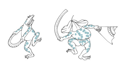 鳥獣戯画をモチーフにデザインした和風の背景素材