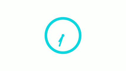 Amazing circle cyan color 12 hours clock icon on white background,circle clock icon without trick