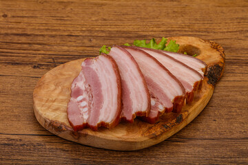 Tasty smoked pork brisket slice