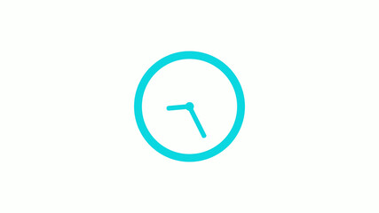 Amazing circle cyan color 12 hours clock icon on white background,circle clock icon without trick