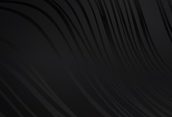 Dark Gray vector background with curved lines.