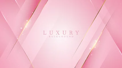 Deurstickers Luxury golden line background pink shades in 3d abstract style. Illustration from vector about modern template deluxe design. © witsanu