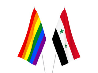 Rainbow gay pride and Syria flags