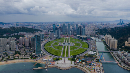Aerial photography of Dalian Xinghai Square, the second largest square in Asia, taken in Dalian, Liaoning Province, China
 - obrazy, fototapety, plakaty