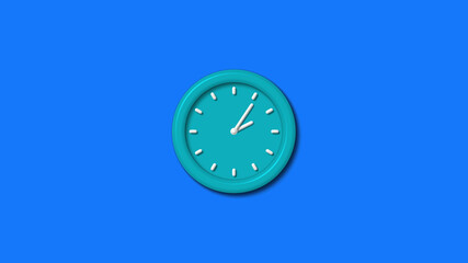New cyan color 3d wall clock isolated on blue background,wall clock