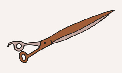 Hand drawn grooming tools. Vector illustration of hairdresser accessories. Barber shop, pet service. Scissors isolated on white background.