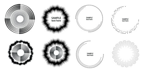 Halftone dots in circle form. round logo . vector dotted frame . design element