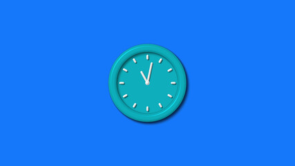 New cyan color 3d wall clock isolated on blue background,3d wall clock