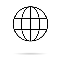 WWW world wide web site symbol, Internet map icon, website address globe, flat outline sign