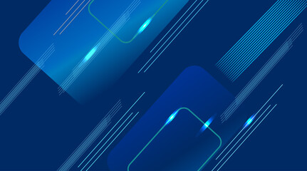 Abstract Bright blue clean blank background with shapes and element