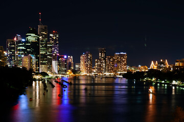 Obraz na płótnie Canvas Long exposure photo of Brisbane skyline at night